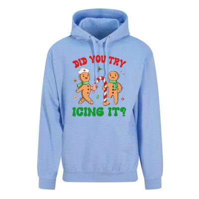 Did You Try Icing It Retro Christmas Gingerbread Nurse Squad Gift Unisex Surf Hoodie