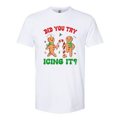 Did You Try Icing It Retro Christmas Gingerbread Nurse Squad Gift Softstyle CVC T-Shirt