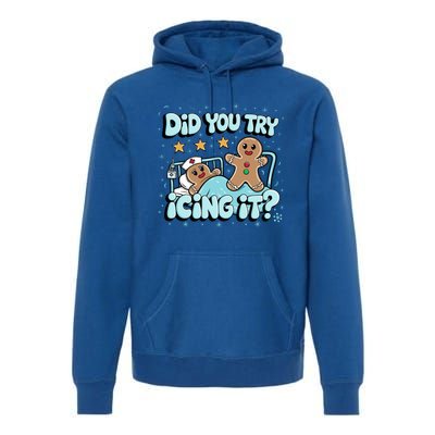 Did You Try Icing It? Gingerbread Nurse Christmas Pajamas Great Gift Premium Hoodie