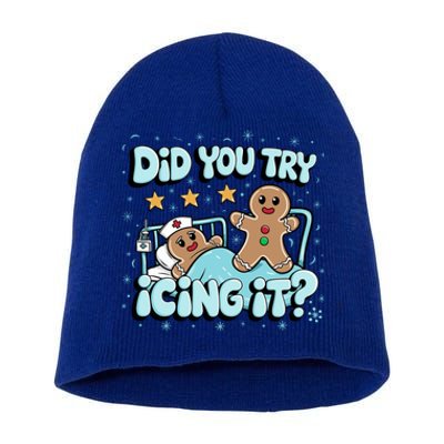 Did You Try Icing It? Gingerbread Nurse Christmas Pajamas Great Gift Short Acrylic Beanie