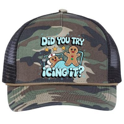 Did You Try Icing It? Gingerbread Nurse Christmas Pajamas Great Gift Retro Rope Trucker Hat Cap