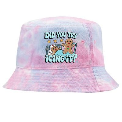 Did You Try Icing It? Gingerbread Nurse Christmas Pajamas Great Gift Tie-Dyed Bucket Hat