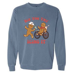 Did You Try Icing It? Gingerbread Nurse Christmas Pajamas Great Gift Garment-Dyed Sweatshirt