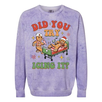 Did You Try Icing It Nurse Christmas Physical Therapist Cool Gift Colorblast Crewneck Sweatshirt