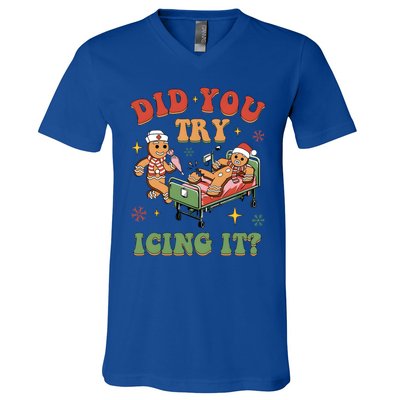 Did You Try Icing It Nurse Christmas Physical Therapist Cool Gift V-Neck T-Shirt