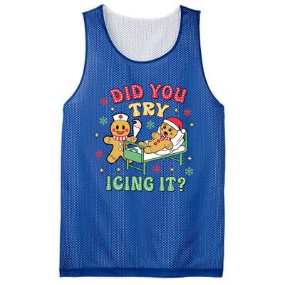 Did You Try Icing It? Nurse Gingerbread Christmas Holiday Meaningful Gift Mesh Reversible Basketball Jersey Tank