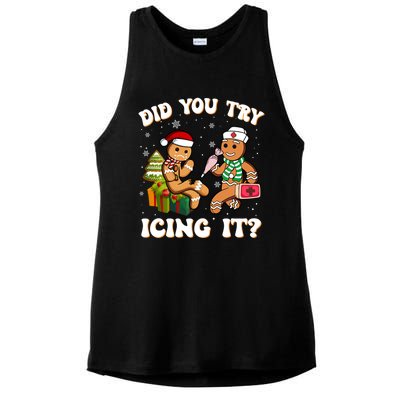 Did You Try Icing It Funny Christmas Gingerbread Nurse Squad Gift Ladies PosiCharge Tri-Blend Wicking Tank