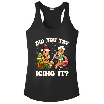 Did You Try Icing It Funny Christmas Gingerbread Nurse Squad Gift Ladies PosiCharge Competitor Racerback Tank