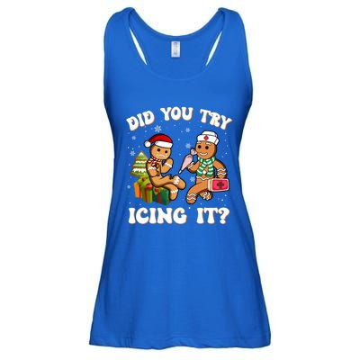 Did You Try Icing It Funny Christmas Gingerbread Nurse Squad Gift Ladies Essential Flowy Tank