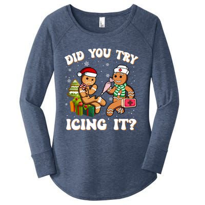 Did You Try Icing It Funny Christmas Gingerbread Nurse Squad Gift Women's Perfect Tri Tunic Long Sleeve Shirt