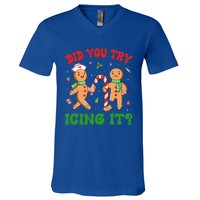 Did You Try Icing It Christmas Gingerbread Nurse Squad Gift V-Neck T-Shirt