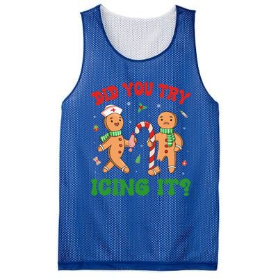 Did You Try Icing It Christmas Gingerbread Nurse Squad Gift Mesh Reversible Basketball Jersey Tank