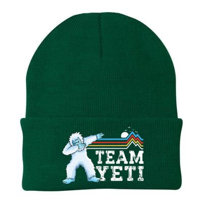 Dabbing Yeti Vintage Sunset Mountain Bigfoot Lover Team Yeti Knit Cap Winter Beanie