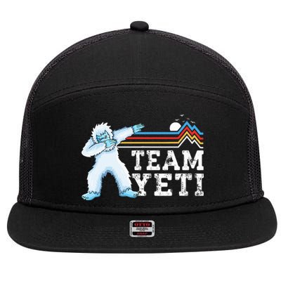 Dabbing Yeti Vintage Sunset Mountain Bigfoot Lover Team Yeti 7 Panel Mesh Trucker Snapback Hat