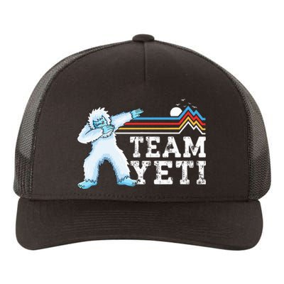 Dabbing Yeti Vintage Sunset Mountain Bigfoot Lover Team Yeti Yupoong Adult 5-Panel Trucker Hat