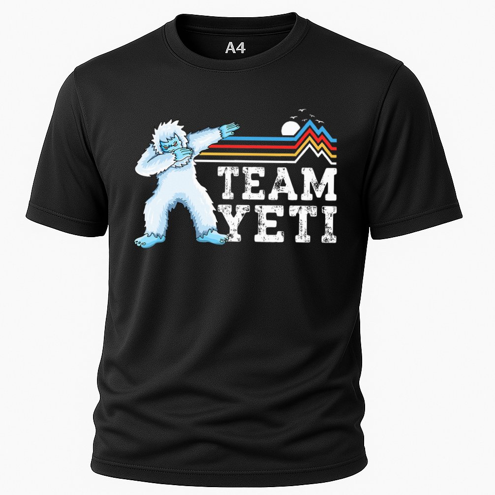 Dabbing Yeti Vintage Sunset Mountain Bigfoot Lover Team Yeti Cooling Performance Crew T-Shirt