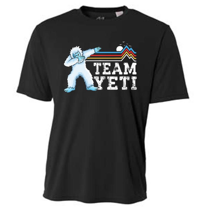 Dabbing Yeti Vintage Sunset Mountain Bigfoot Lover Team Yeti Cooling Performance Crew T-Shirt