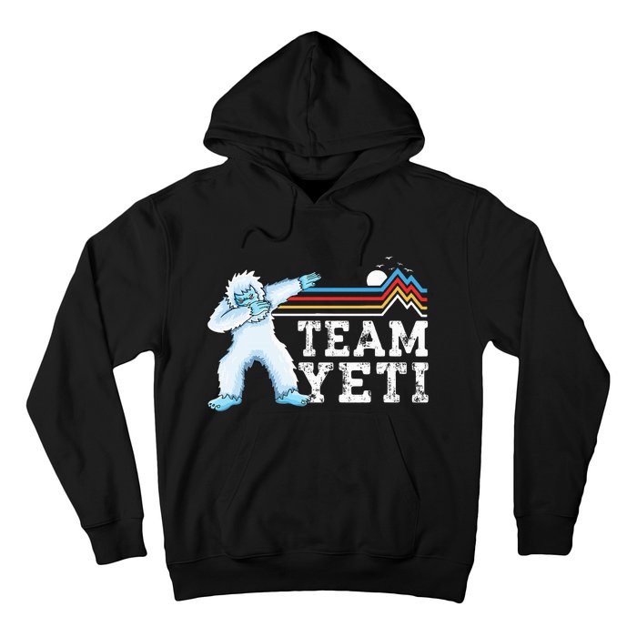 Dabbing Yeti Vintage Sunset Mountain Bigfoot Lover Team Yeti Hoodie