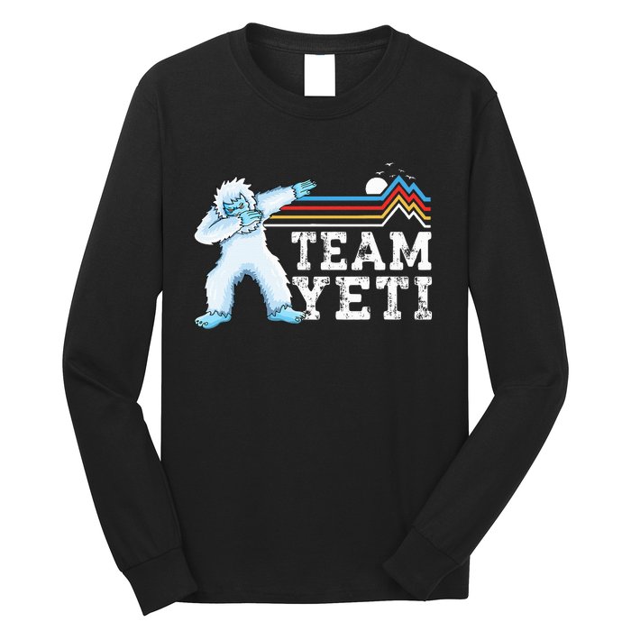 Dabbing Yeti Vintage Sunset Mountain Bigfoot Lover Team Yeti Long Sleeve Shirt