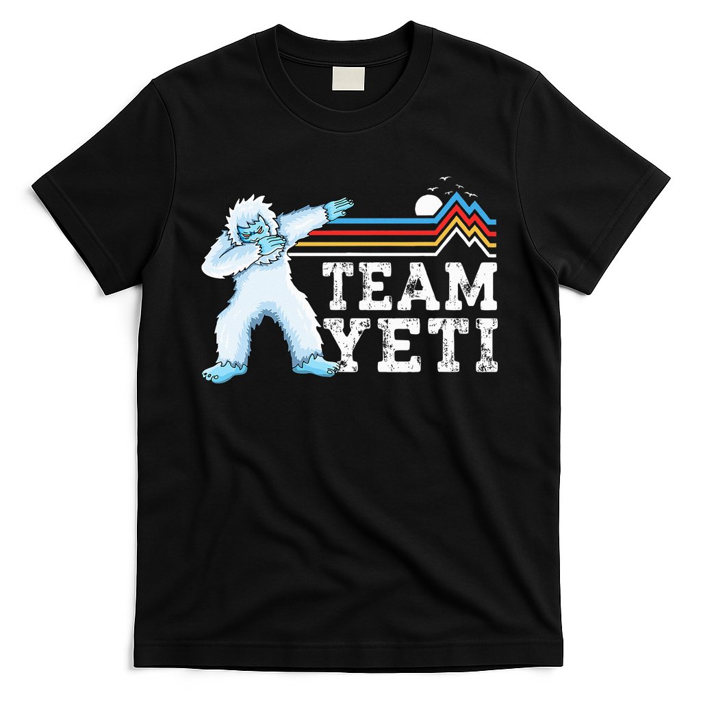 Dabbing Yeti Vintage Sunset Mountain Bigfoot Lover Team Yeti T-Shirt