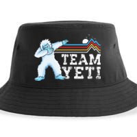 Dabbing Yeti Vintage Sunset Mountain Bigfoot Lover Team Yeti Sustainable Bucket Hat