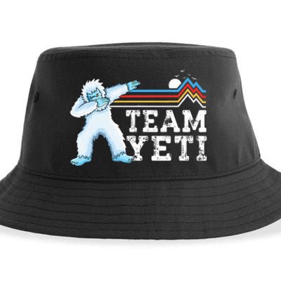 Dabbing Yeti Vintage Sunset Mountain Bigfoot Lover Team Yeti Sustainable Bucket Hat