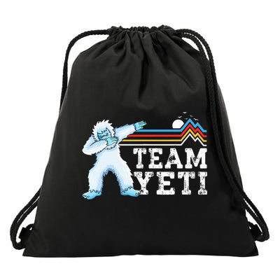 Dabbing Yeti Vintage Sunset Mountain Bigfoot Lover Team Yeti Drawstring Bag