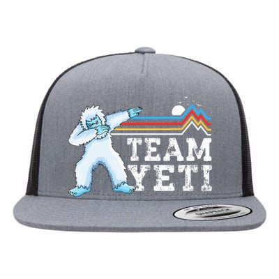 Dabbing Yeti Vintage Sunset Mountain Bigfoot Lover Team Yeti Flat Bill Trucker Hat