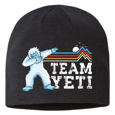 Dabbing Yeti Vintage Sunset Mountain Bigfoot Lover Team Yeti Sustainable Beanie