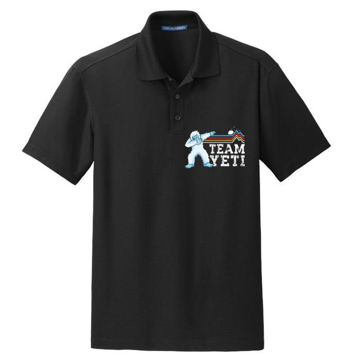 Dabbing Yeti Vintage Sunset Mountain Bigfoot Lover Team Yeti Dry Zone Grid Polo