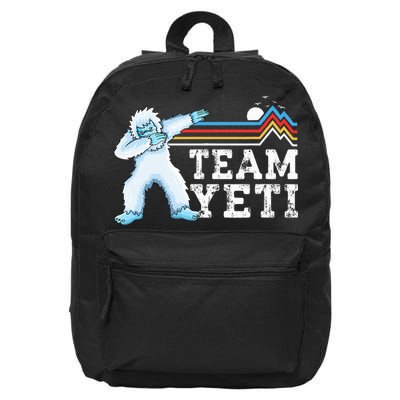Dabbing Yeti Vintage Sunset Mountain Bigfoot Lover Team Yeti 16 in Basic Backpack
