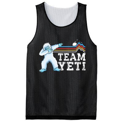 Dabbing Yeti Vintage Sunset Mountain Bigfoot Lover Team Yeti Mesh Reversible Basketball Jersey Tank