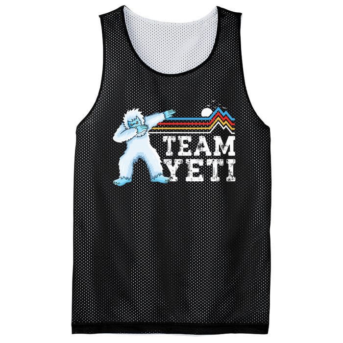 Dabbing Yeti Vintage Sunset Mountain Bigfoot Lover Team Yeti Mesh Reversible Basketball Jersey Tank