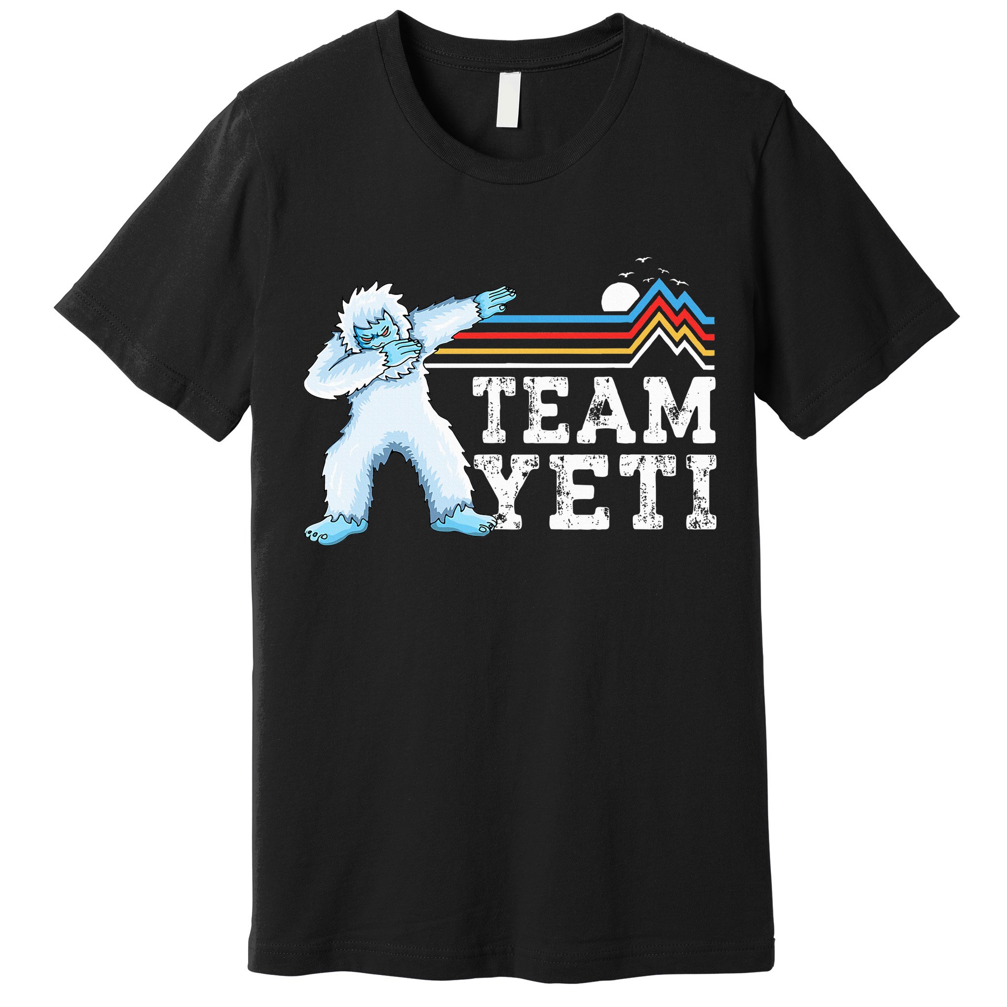 Dabbing Yeti Vintage Sunset Mountain Bigfoot Lover Team Yeti Premium T-Shirt
