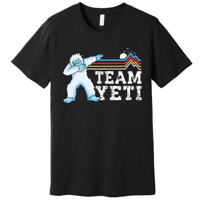 Dabbing Yeti Vintage Sunset Mountain Bigfoot Lover Team Yeti Premium T-Shirt