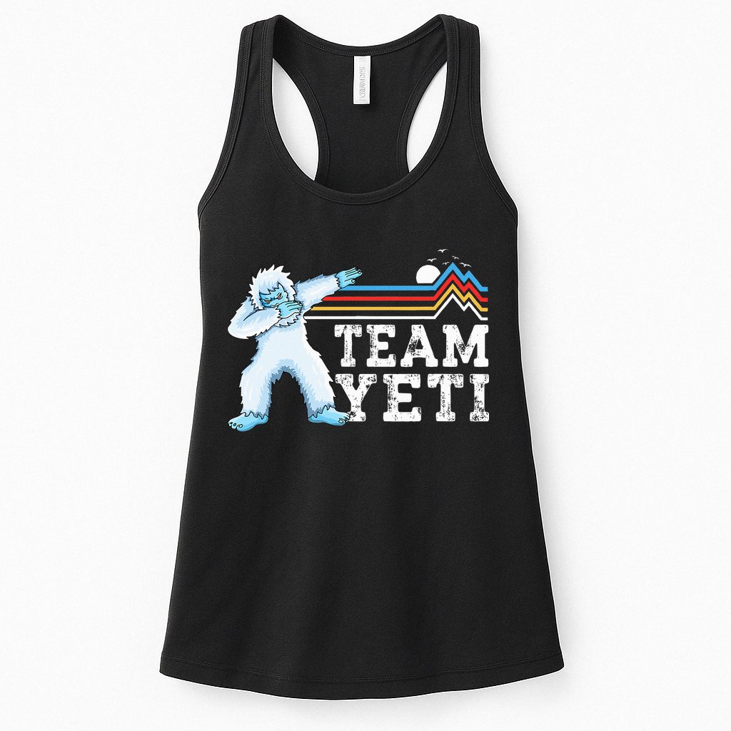 Dabbing Yeti Vintage Sunset Mountain Bigfoot Lover Team Yeti Womens Tank Top