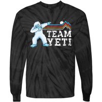 Dabbing Yeti Vintage Sunset Mountain Bigfoot Lover Team Yeti Tie-Dye Long Sleeve Shirt