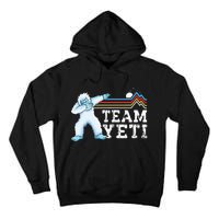 Dabbing Yeti Vintage Sunset Mountain Bigfoot Lover Team Yeti Tall Hoodie