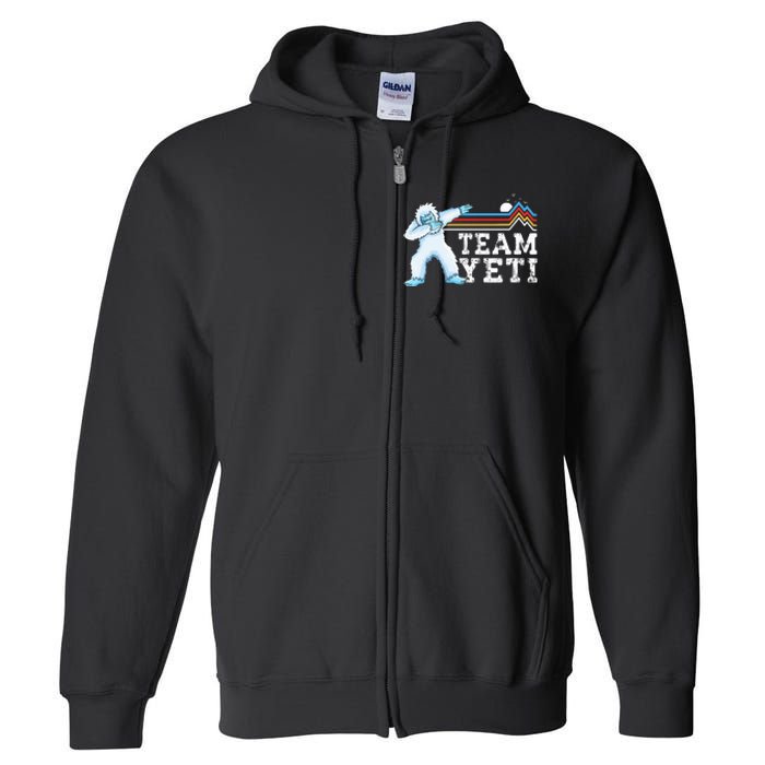 Dabbing Yeti Vintage Sunset Mountain Bigfoot Lover Team Yeti Full Zip Hoodie