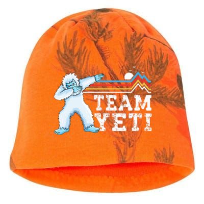 Dabbing Yeti Vintage Sunset Mountain Bigfoot Lover Team Yeti Kati - Camo Knit Beanie