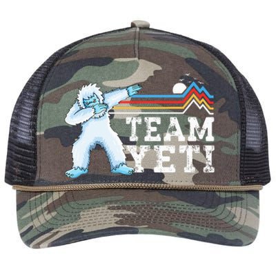 Dabbing Yeti Vintage Sunset Mountain Bigfoot Lover Team Yeti Retro Rope Trucker Hat Cap