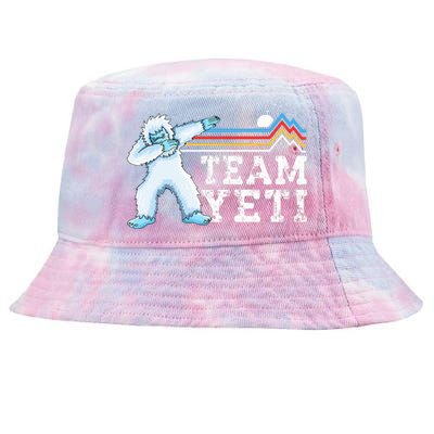 Dabbing Yeti Vintage Sunset Mountain Bigfoot Lover Team Yeti Tie-Dyed Bucket Hat