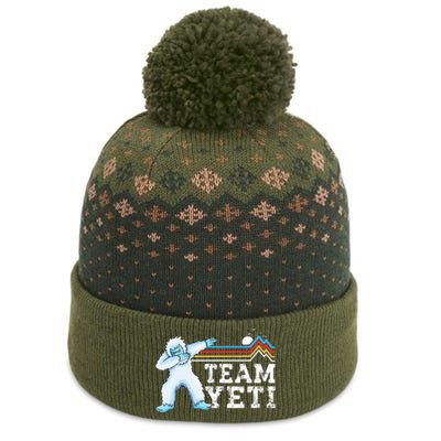 Dabbing Yeti Vintage Sunset Mountain Bigfoot Lover Team Yeti The Baniff Cuffed Pom Beanie