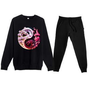 Dragon Yin Yang Chinese New Year 2024 Year Of The Dragon Premium Crewneck Sweatsuit Set