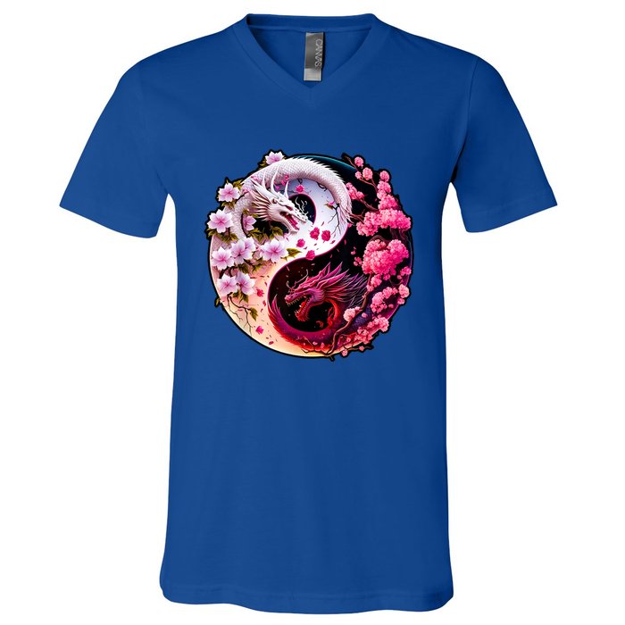 Dragon Yin Yang Chinese New Year 2024 Year Of The Dragon V-Neck T-Shirt