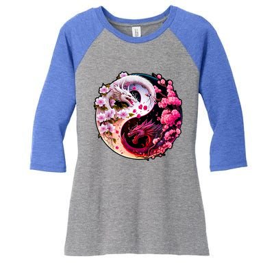 Dragon Yin Yang Chinese New Year 2024 Year Of The Dragon Women's Tri-Blend 3/4-Sleeve Raglan Shirt