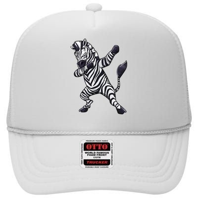 Dabbing Zebra African Zookeeper Animal Lover High Crown Mesh Back Trucker Hat