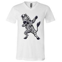 Dabbing Zebra African Zookeeper Animal Lover V-Neck T-Shirt