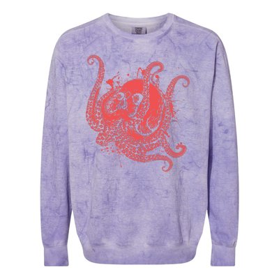 Deadly Zombie Octopus Skull Colorblast Crewneck Sweatshirt