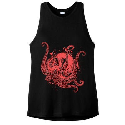 Deadly Zombie Octopus Skull Ladies PosiCharge Tri-Blend Wicking Tank